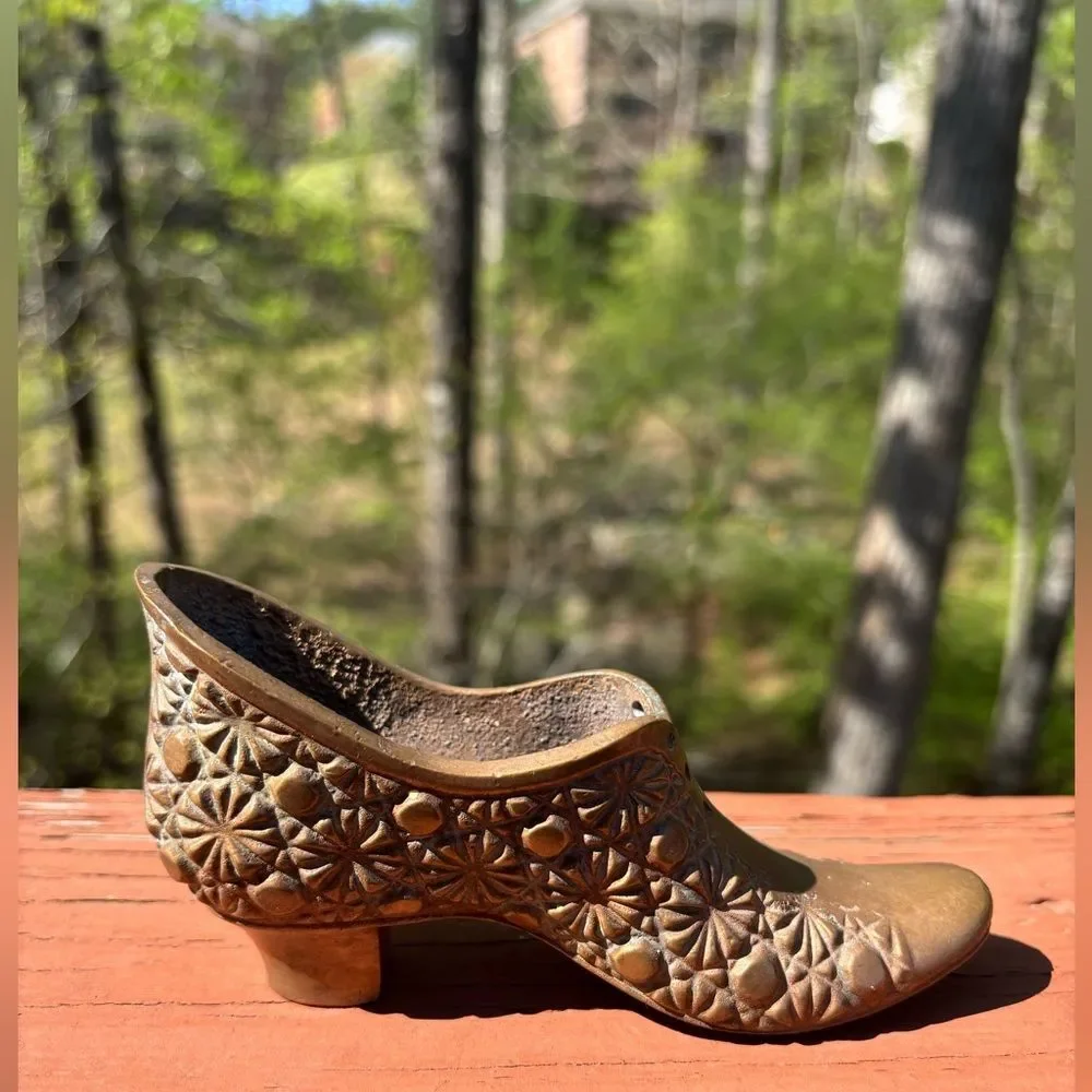 VTG Victorian Shoe Paperweight/Shelf/Mantle Brass Decor